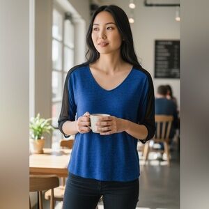 Blue and Black Women's Top Size XS